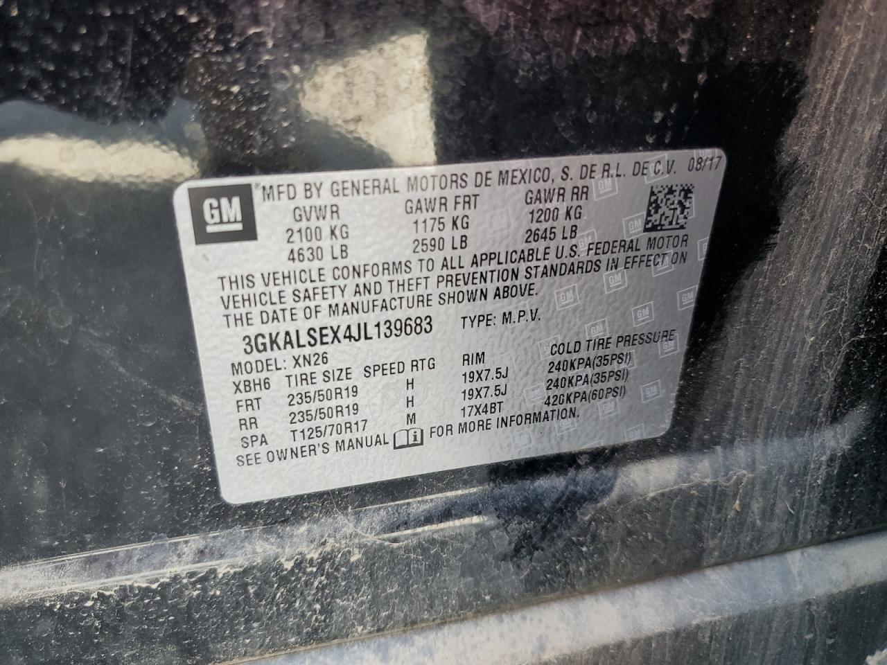 2018 GMC Terrain De VIN: 0LDL0T41703914 Lot: 45716375