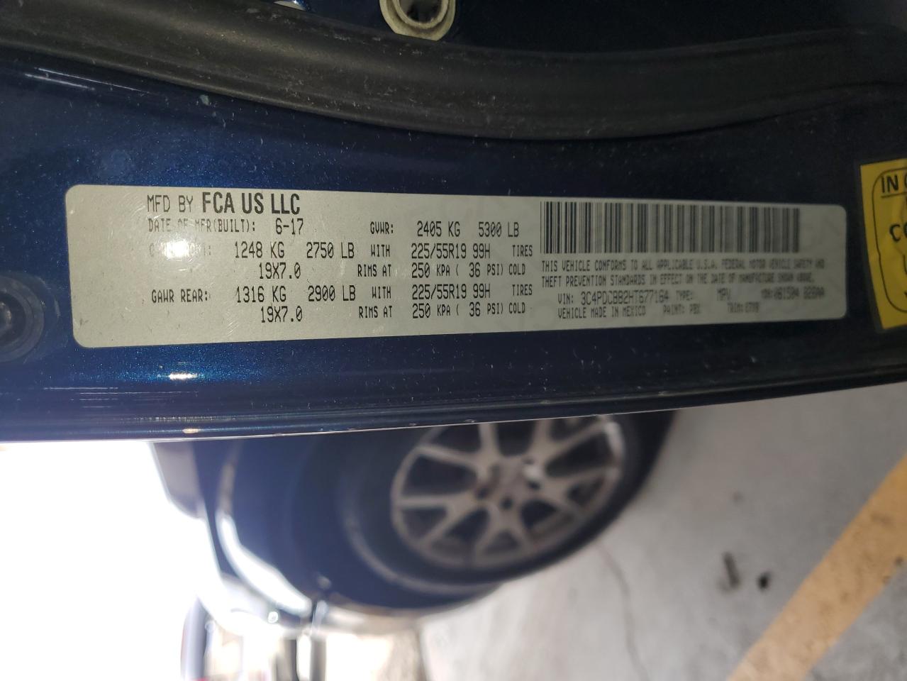 2017 Dodge Journey Sxt VIN: 3C4PDCBB2HT677164 Lot: 55077045