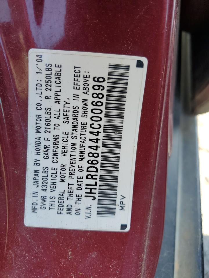 2004 Honda Cr-V Lx VIN: JHLRD68444C006896 Lot: 52403355