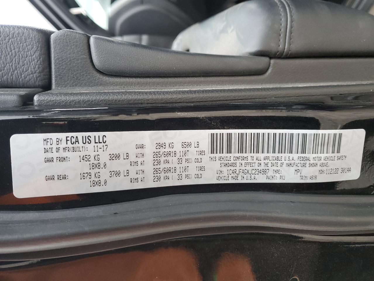 1c4rjfagxjc234987 1C4RJFAGXJC234987 2018 Jeep Grand Cherokee Laredo