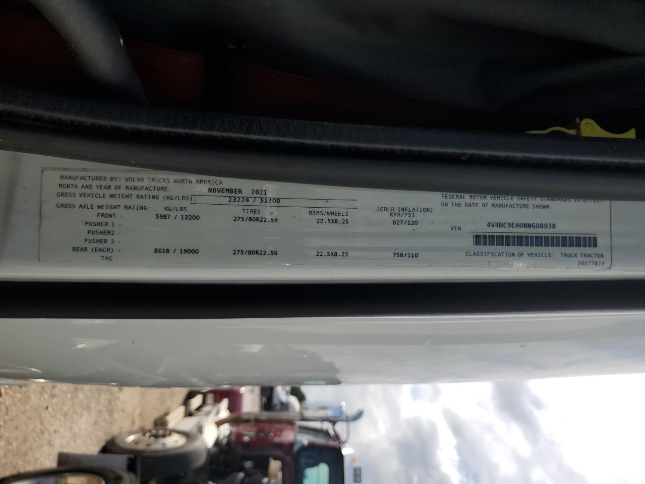 2022 Volvo Vnl Truck Cab And Chassis VIN: 4V4NC9EH0NN608938 Lot: 54863515