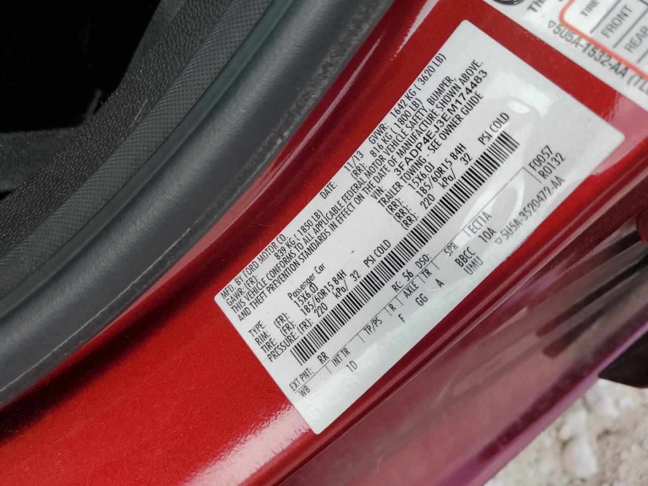 2014 Ford Fiesta Se VIN: 3FADP4EJ3EM174483 Lot: 53521475