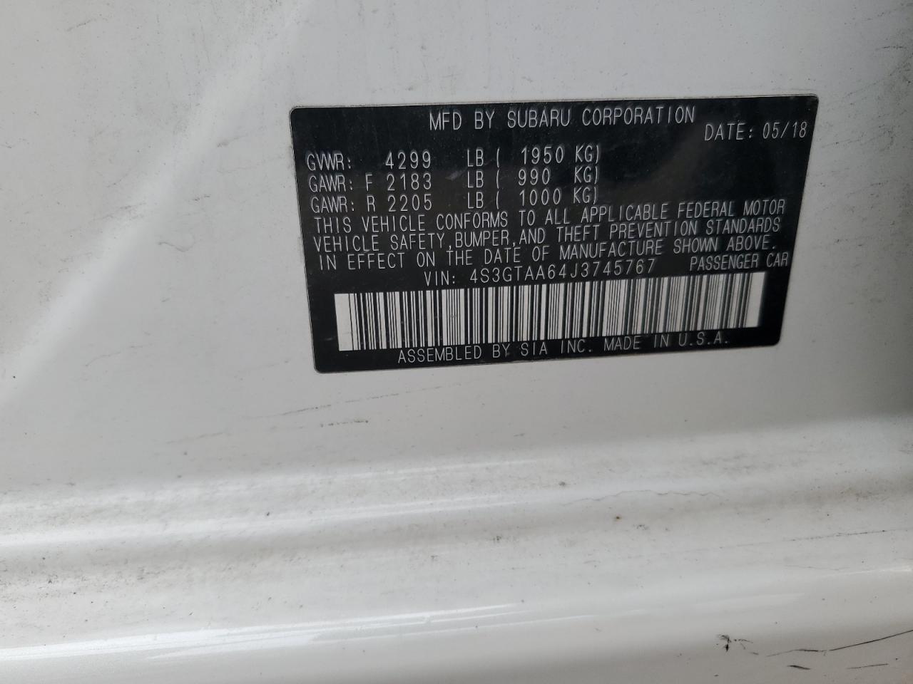 4S3GTAA64J3745767 2018 Subaru Impreza