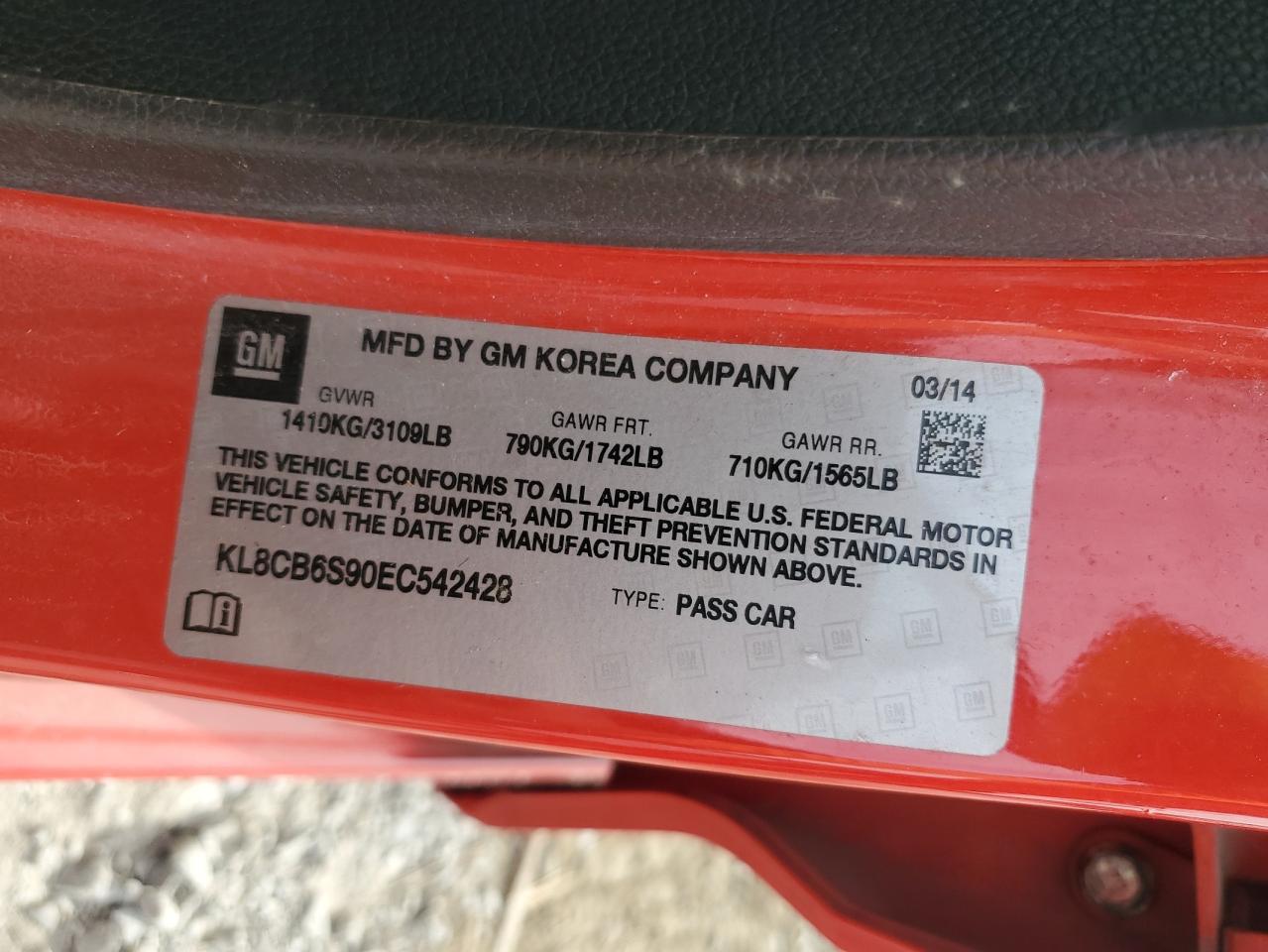 KL8CB6S90EC542428 2014 Chevrolet Spark Ls