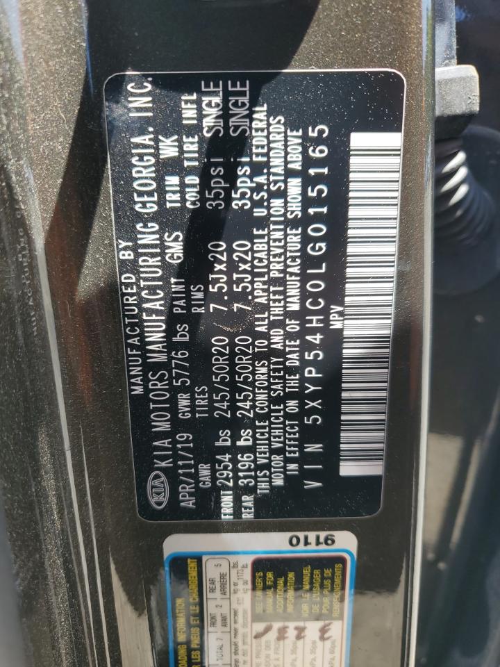 2020 Kia Telluride Sx VIN: 5XYP54HC0LG015165 Lot: 54560805