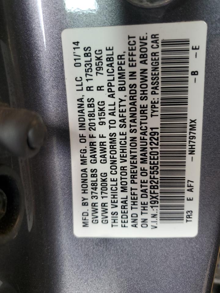 2014 Honda Civic Lx VIN: 19XFB2F55EE012291 Lot: 54312595