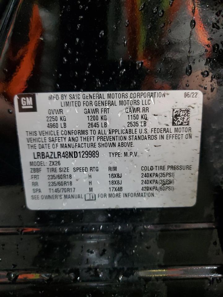 2022 Buick Envision Preferred VIN: LRBAZLR48ND129989 Lot: 52963375