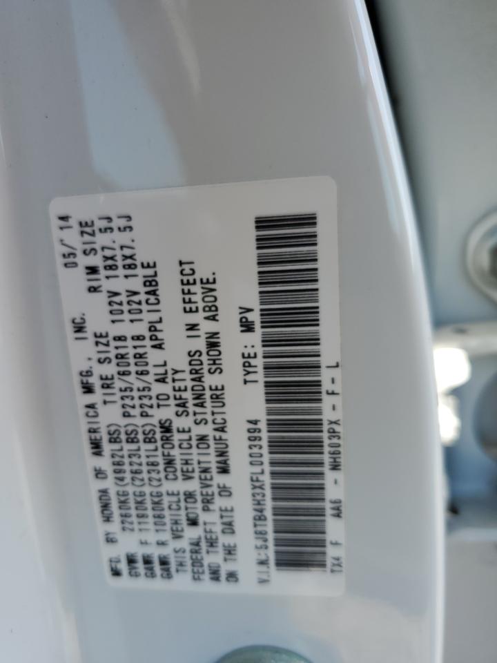 2015 Acura Rdx VIN: 5J8TB4H3XFL003994 Lot: 53388505