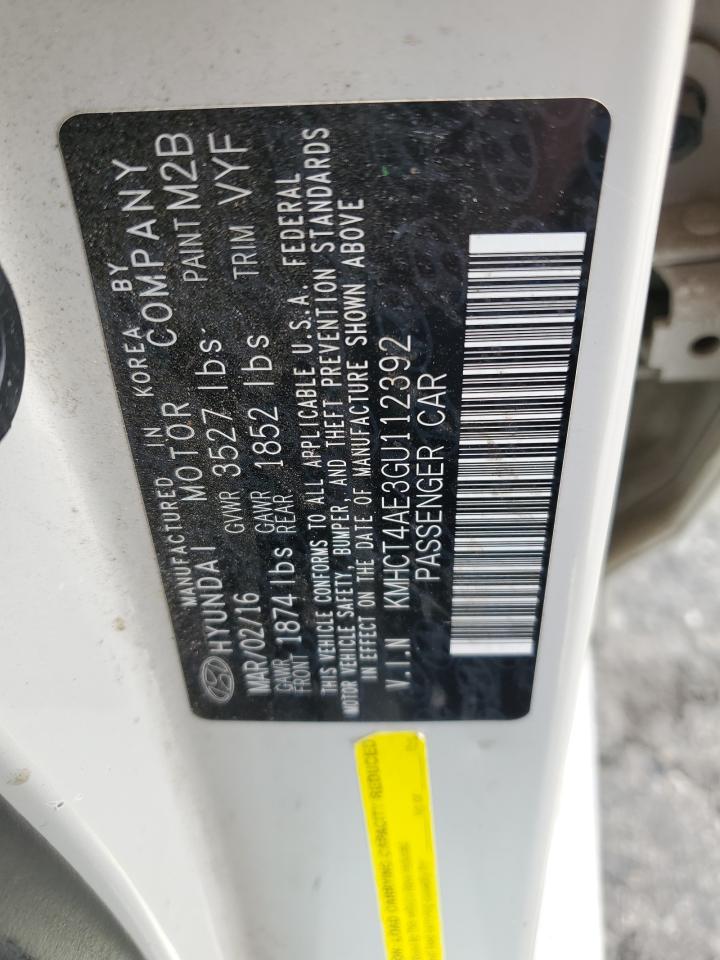 2016 Hyundai Accent Se VIN: KMHCT4AE3GU112392 Lot: 54575015