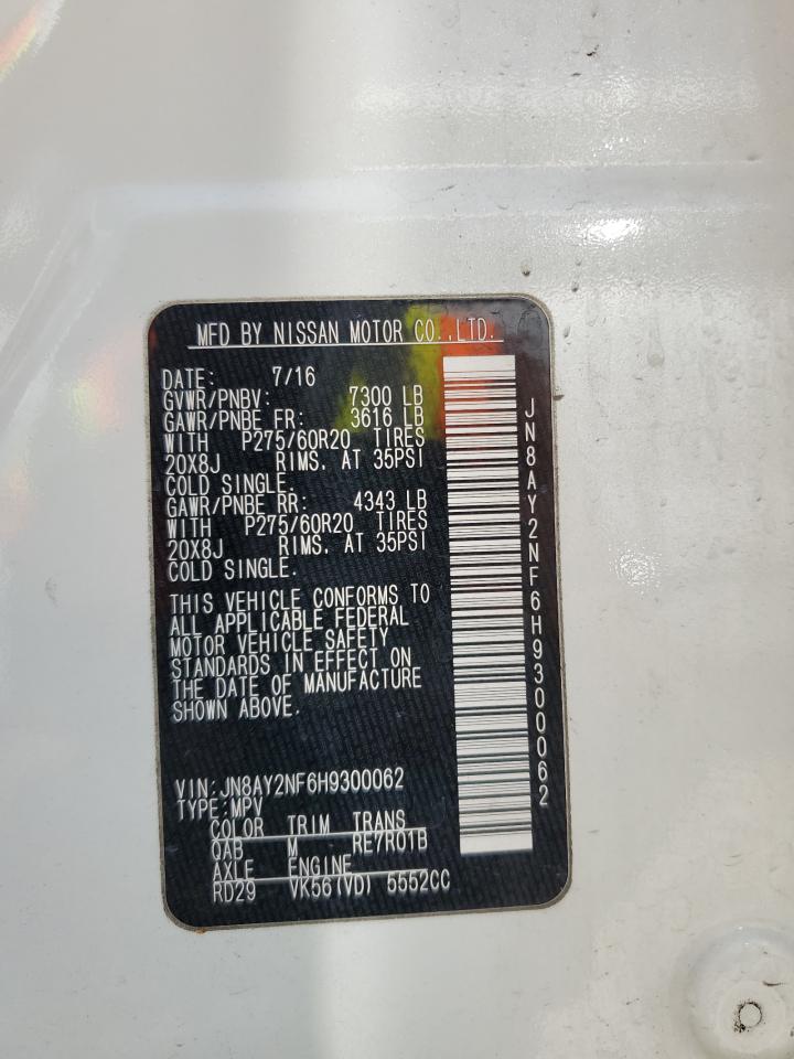 2017 Nissan Armada Platinum VIN: JN8AY2NF6H9300062 Lot: 52536315