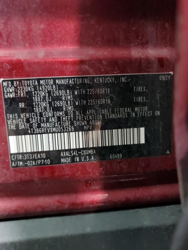 2021 Toyota Rav4 Xle Premium VIN: 4T3B6RFVXMU053269 Lot: 54690095