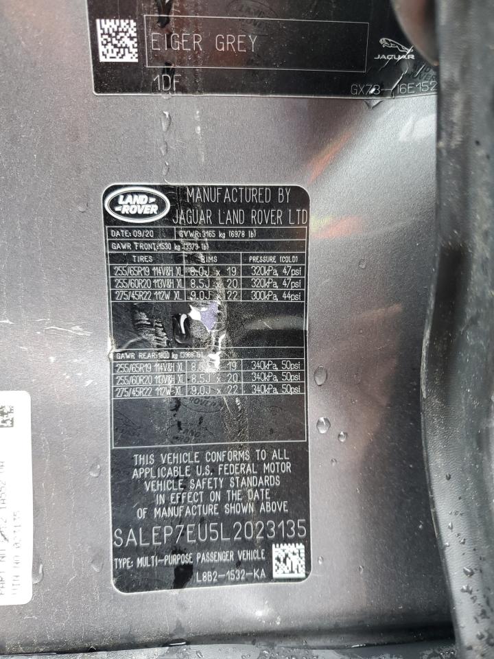 2020 Land Rover Defender 110 Se VIN: SALEP7EU5L2023135 Lot: 53918005