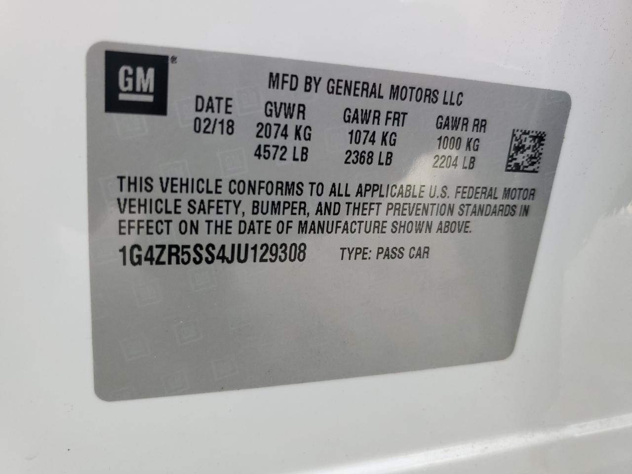 2018 Buick Lacrosse Premium VIN: 1G4ZR5SS4JU129308 Lot: 54914515