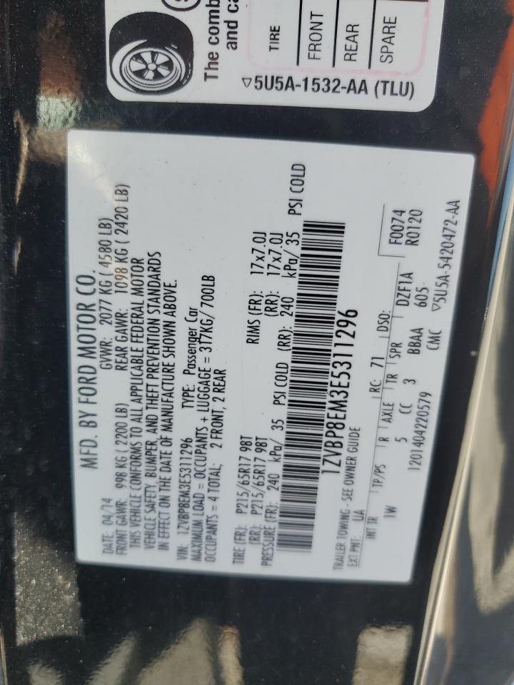 2014 Ford Mustang VIN: 1ZVBP8EM3E5311296 Lot: 54646495
