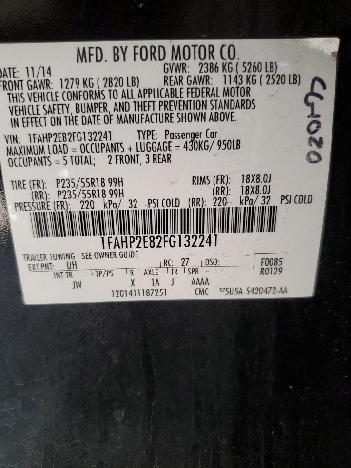 2015 Ford Taurus Sel VIN: 1FAHP2E82FG132241 Lot: 53970065