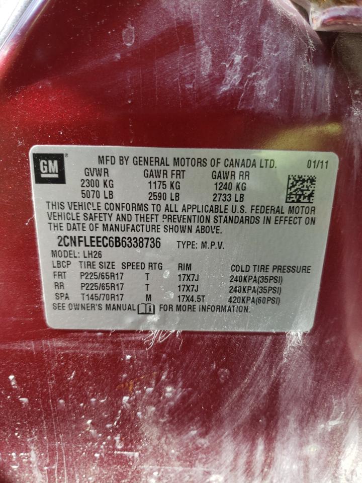 2011 Chevrolet Equinox Lt VIN: 2CNFLEEC6B6338736 Lot: 54932295