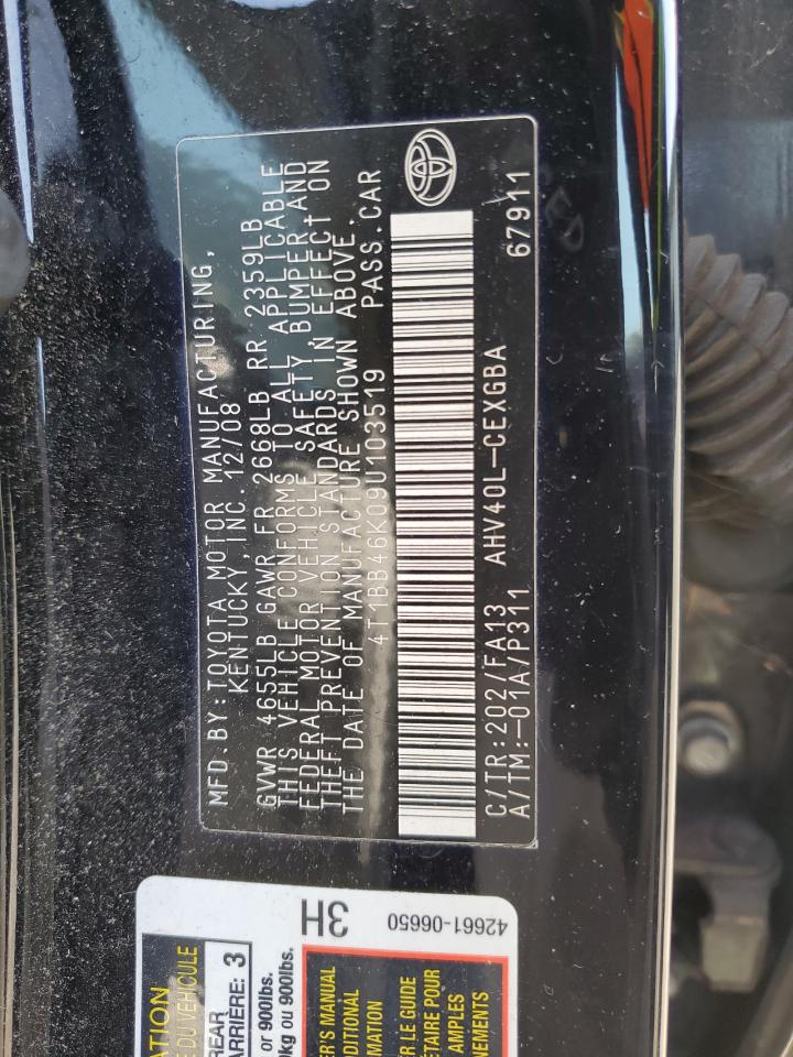 2009 Toyota Camry Hybrid VIN: 4T1BB46K09U103519 Lot: 55080635