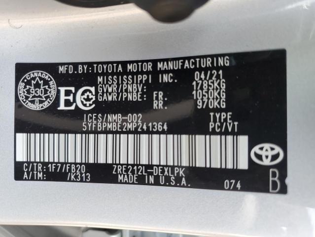 2021 TOYOTA COROLLA LE