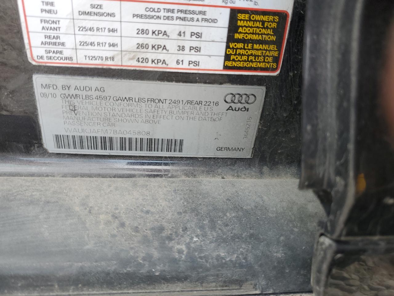 2011 Audi A3 Premium Plus VIN: WAUKJAFM7BA045808 Lot: 54337715