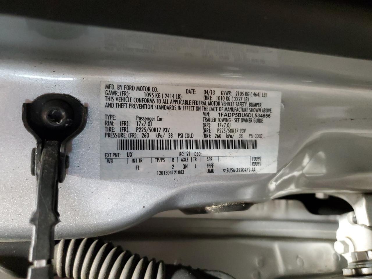 2013 Ford C-Max Sel VIN: 1FADP5BU6DL534656 Lot: 55046095