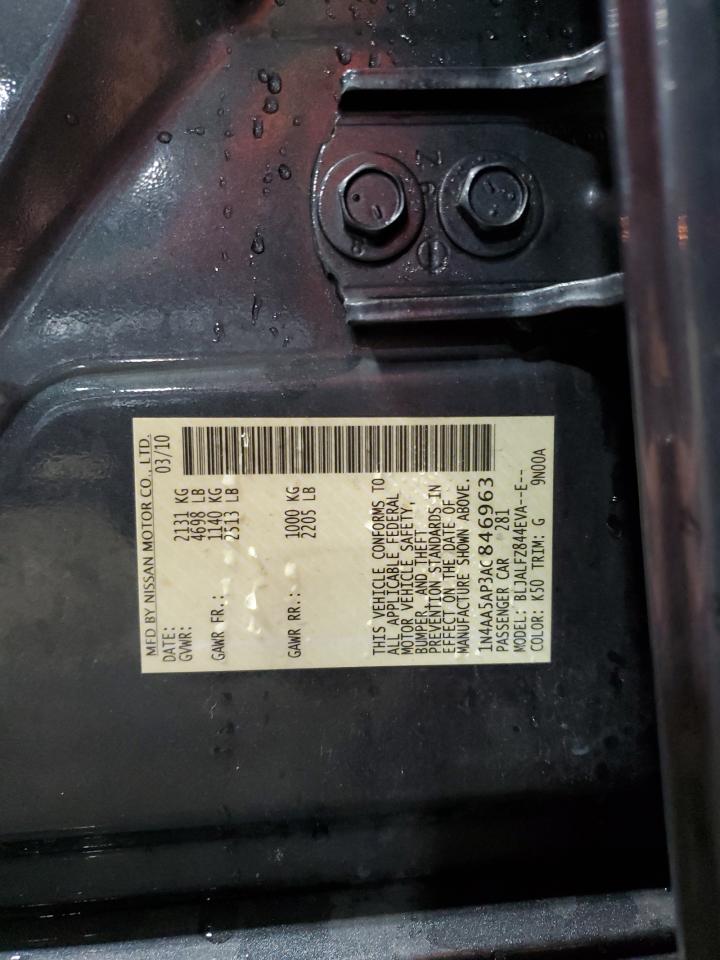 2010 Nissan Maxima S VIN: 1N4AA5AP3AC846963 Lot: 54856055