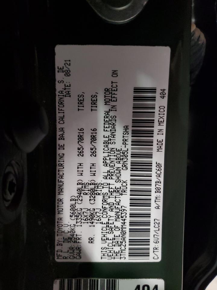 2021 Toyota Tacoma Double Cab VIN: 3TMCZ5AN0MM445397 Lot: 54600215