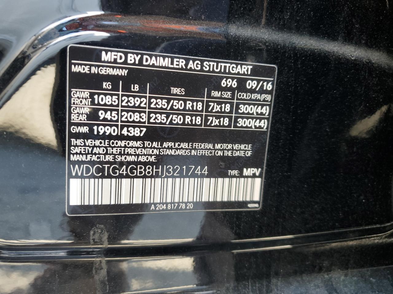 2017 Mercedes-Benz Gla 250 4Matic VIN: WDCTG4GB8HJ321744 Lot: 53203335