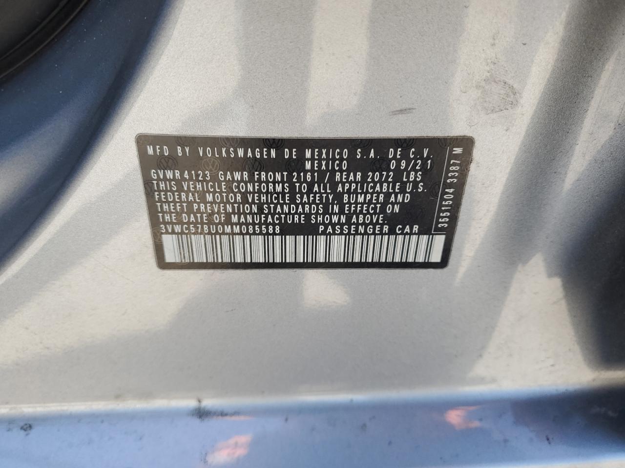 2021 Volkswagen Jetta S VIN: 3VWC57BU0MM085588 Lot: 52607145