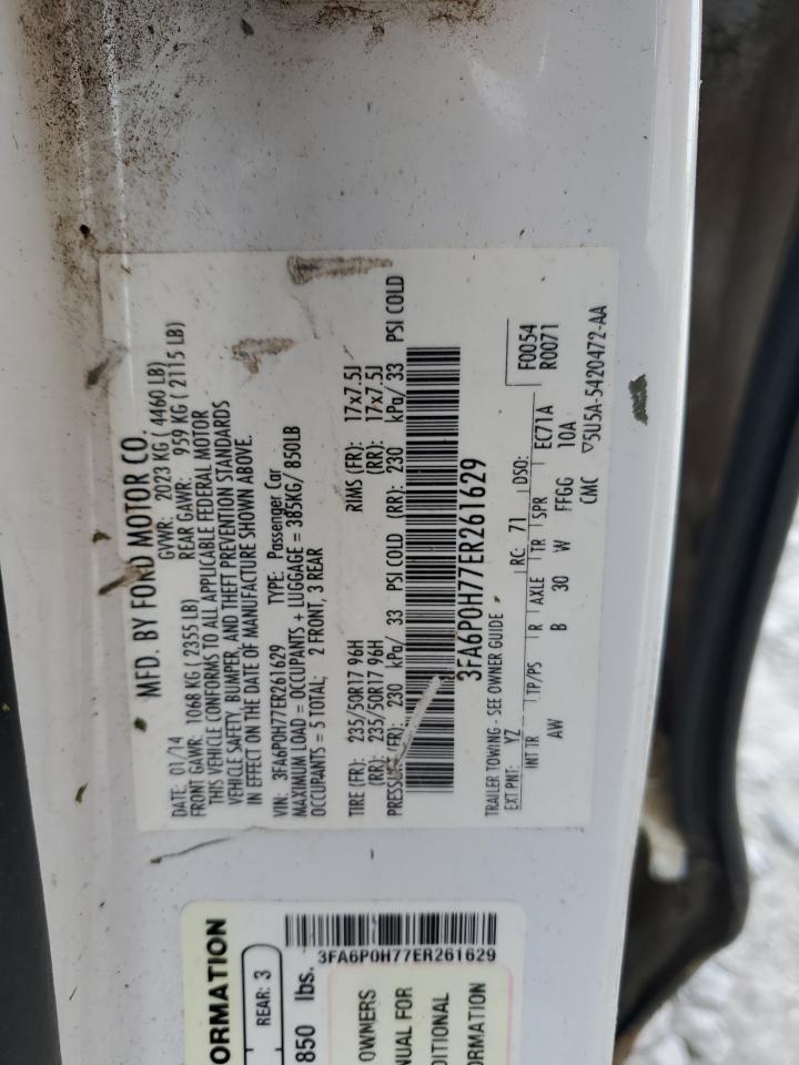 2014 Ford Fusion Se VIN: 3FA6P0H77ER261629 Lot: 54264215