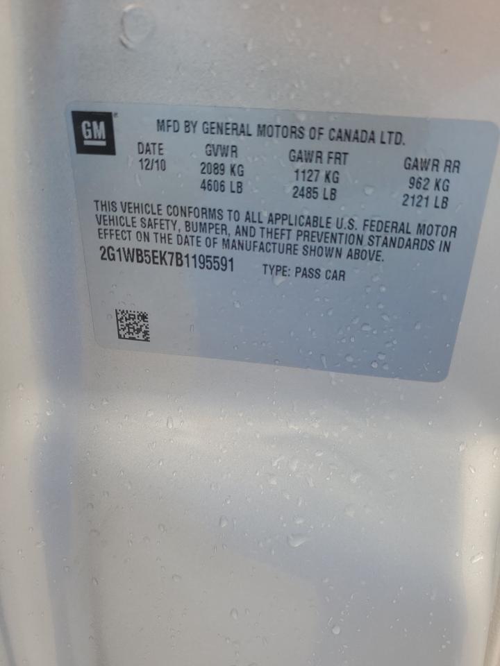 2011 Chevrolet Impala Lt VIN: 2G1WB5EK7B1195591 Lot: 51917435