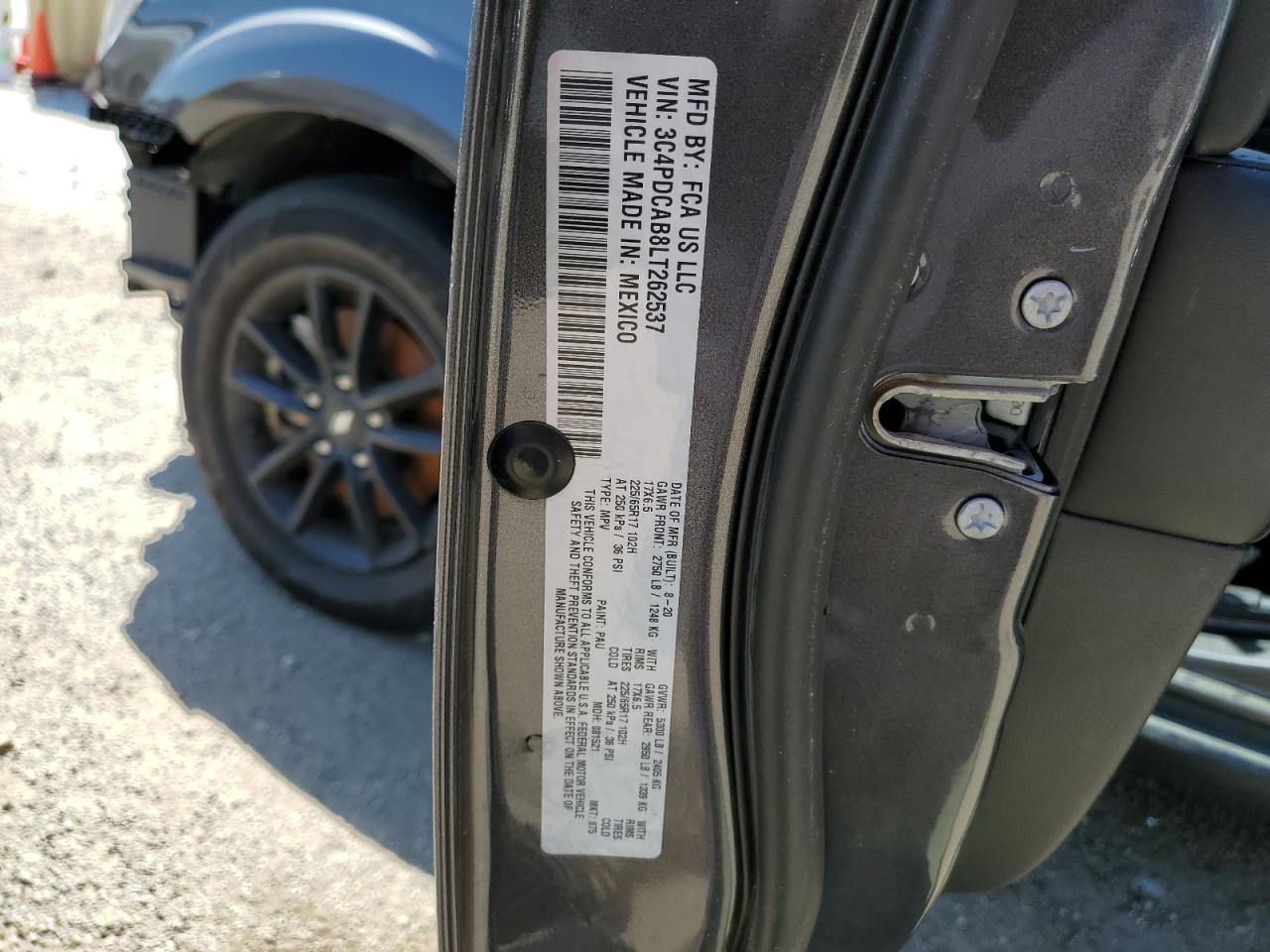 2020 Dodge Journey Se VIN: 3C4PDCAB8LT262537 Lot: 53384865