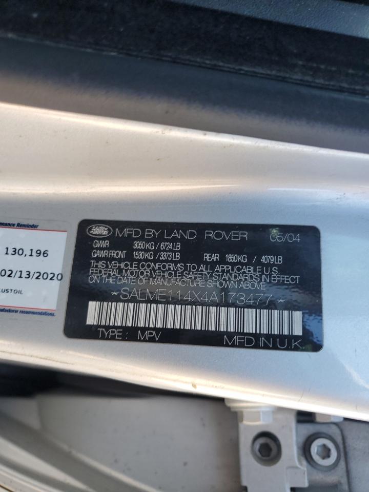 2004 Land Rover Range Rover Hse VIN: SALME114X4A173477 Lot: 54625285