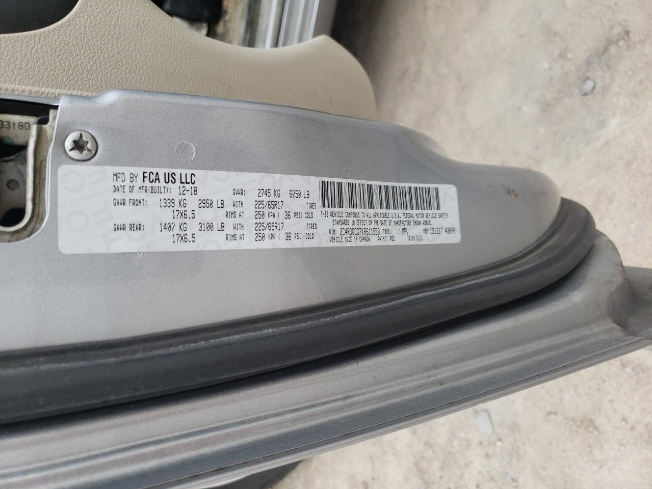 2019 Dodge Grand Caravan Sxt VIN: 2C4RDGCG7KR611553 Lot: 51295805