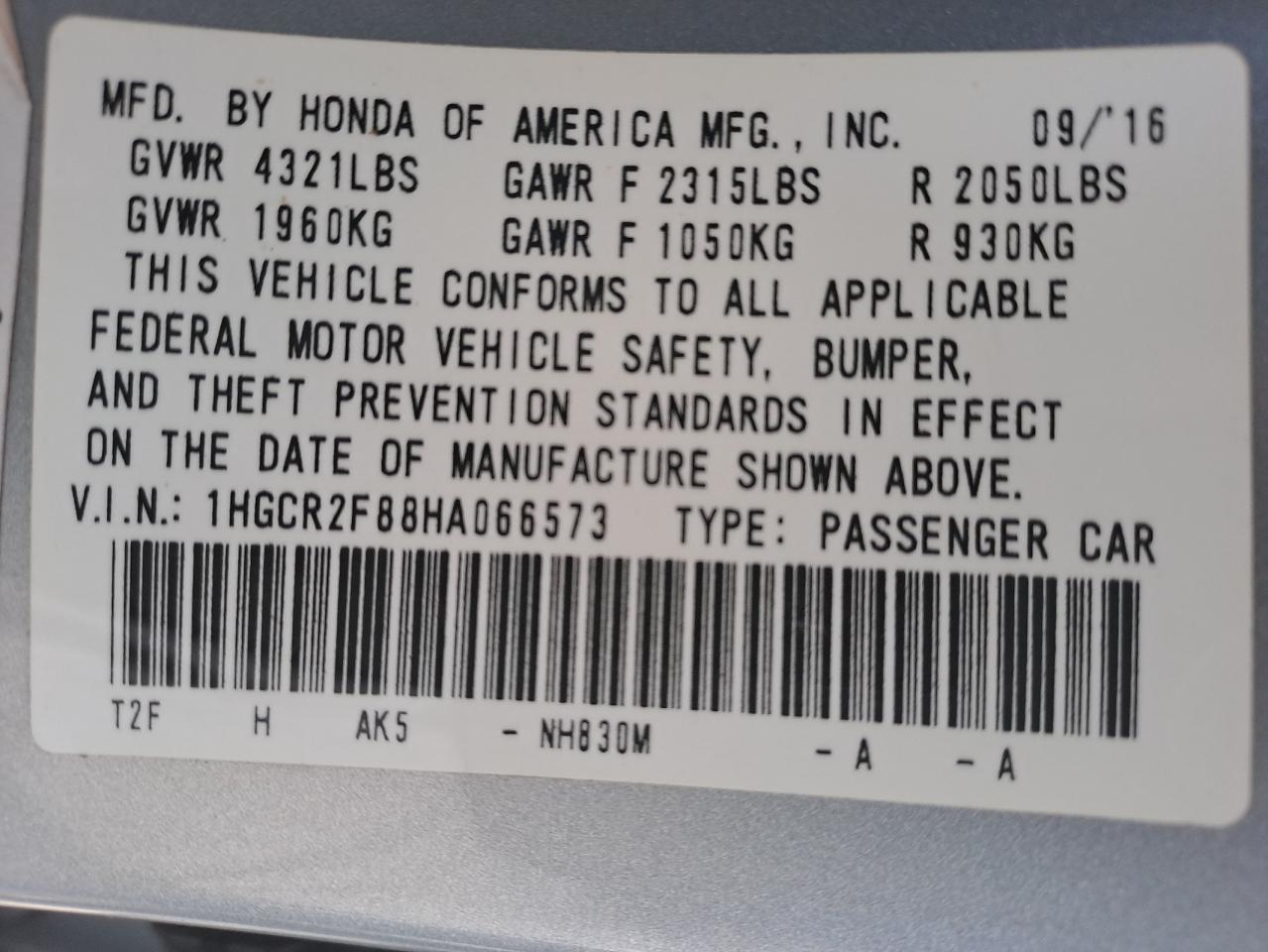 1HGCR2F88HA066573 - 2013 Honda Accord - #53197135