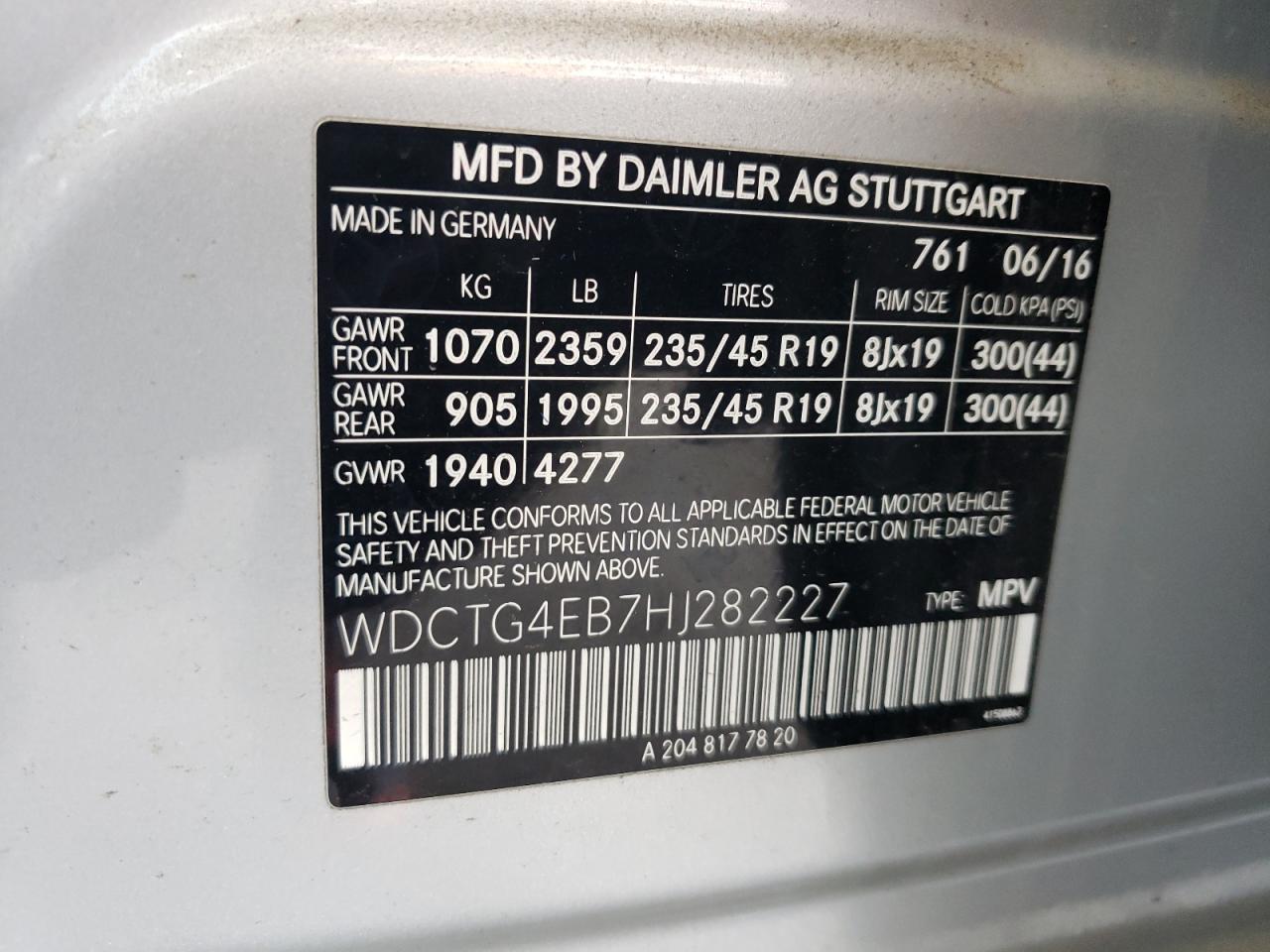 2017 Mercedes Benz Gla 250 VIN: 0LDL0T70134464 Lot: 55498625