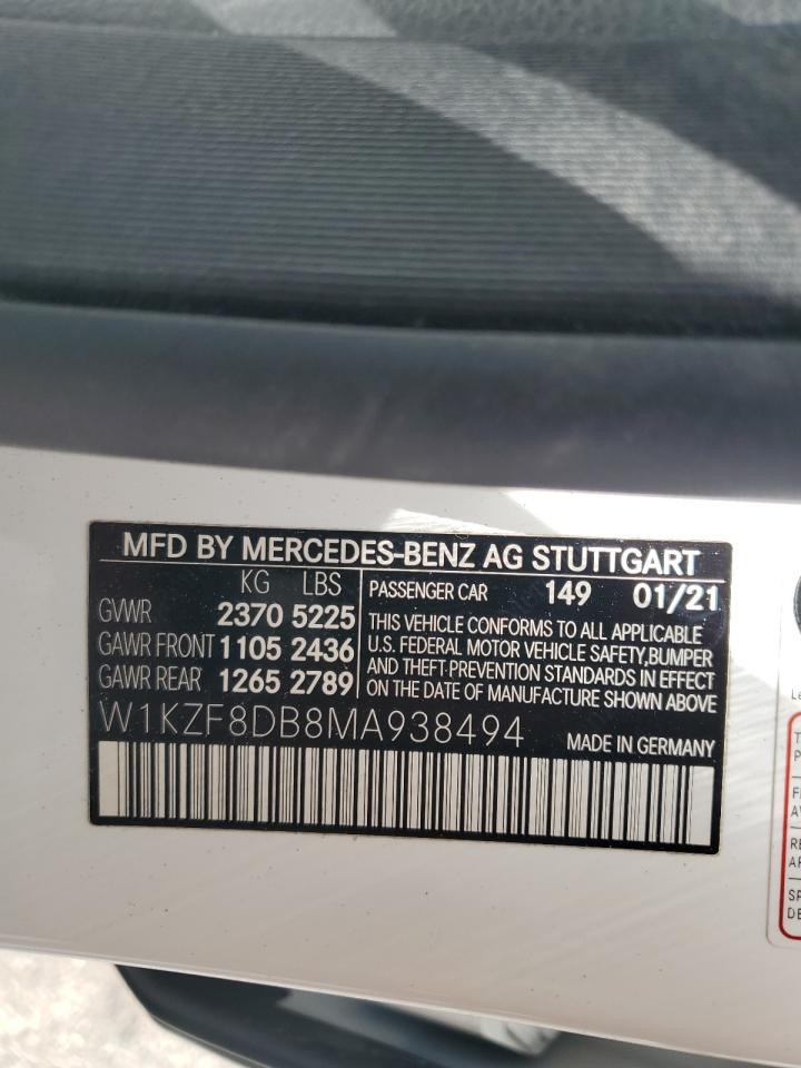 2021 Mercedes-Benz E 350 VIN: W1KZF8DB8MA938494 Lot: 53282235