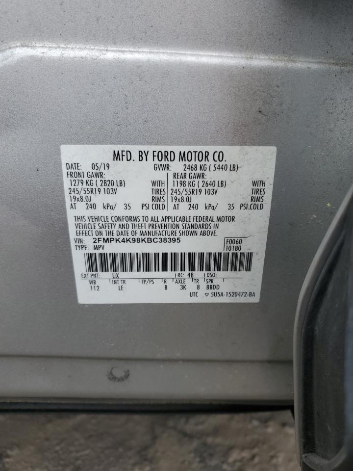 2019 Ford Edge Titanium VIN: 2FMPK4K98KBC38395 Lot: 53634175