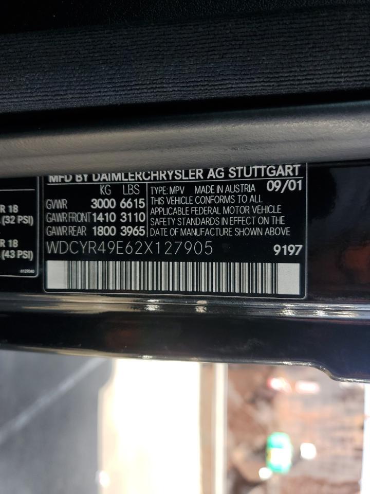 2002 Mercedes-Benz G 500 VIN: WDCYR49E62X127905 Lot: 53189445