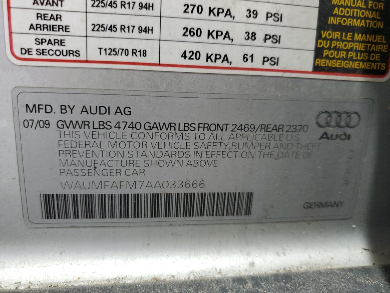2010 Audi A3 Premium Plus VIN: WAUMFAFM7AA033666 Lot: 54846095