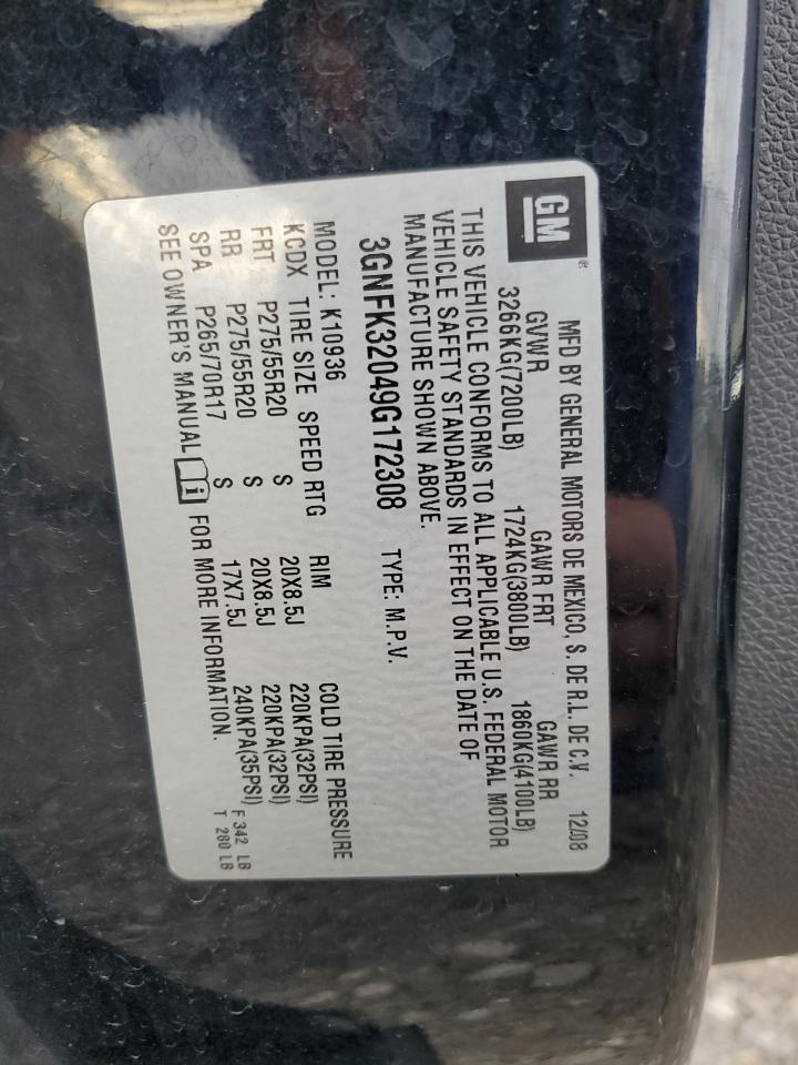 2009 Chevrolet Avalanche K1500 Ltz VIN: 3GNFK32049G172308 Lot: 54840355