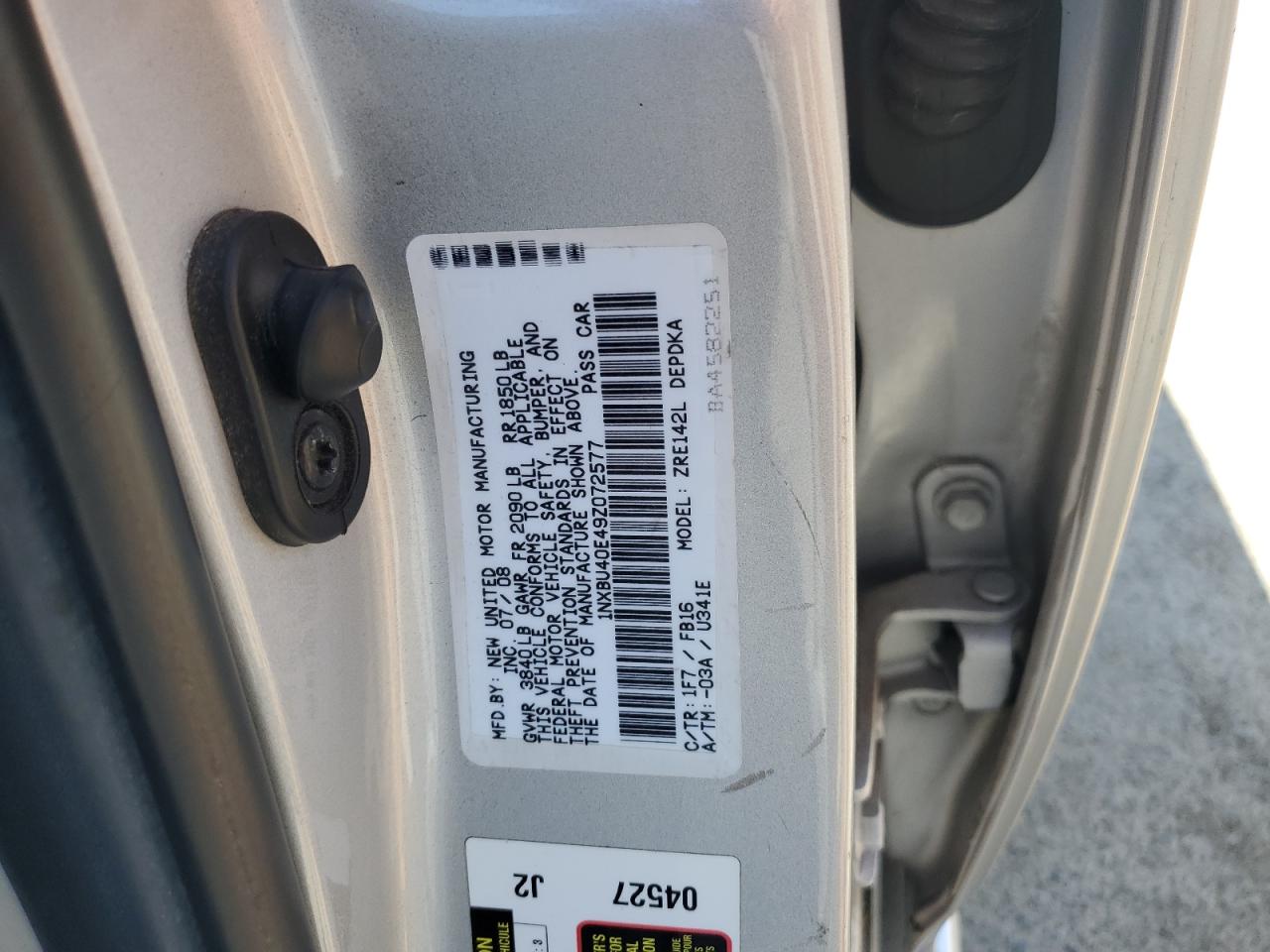 2009 Toyota Corolla Base VIN: 1NXBU40E49Z072577 Lot: 54970855