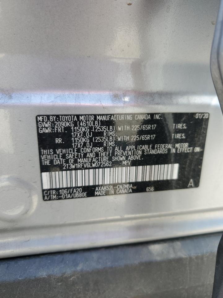 2020 Toyota Rav4 Xle VIN: 2T3W1RFV6LW072562 Lot: 55141095