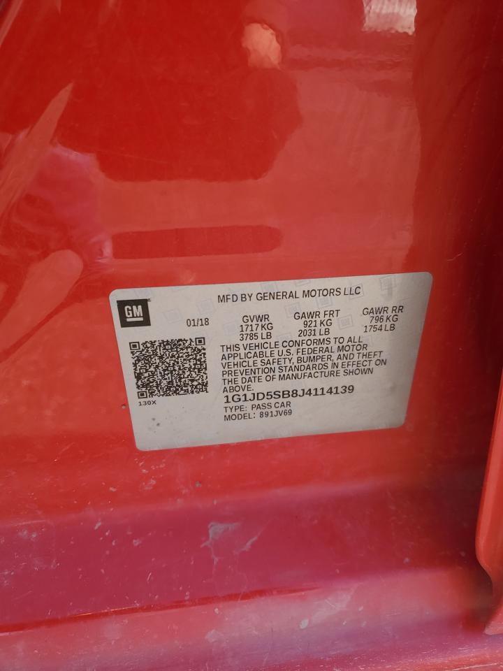 2018 Chevrolet Sonic Lt VIN: 1G1JD5SB8J4114139 Lot: 54448225