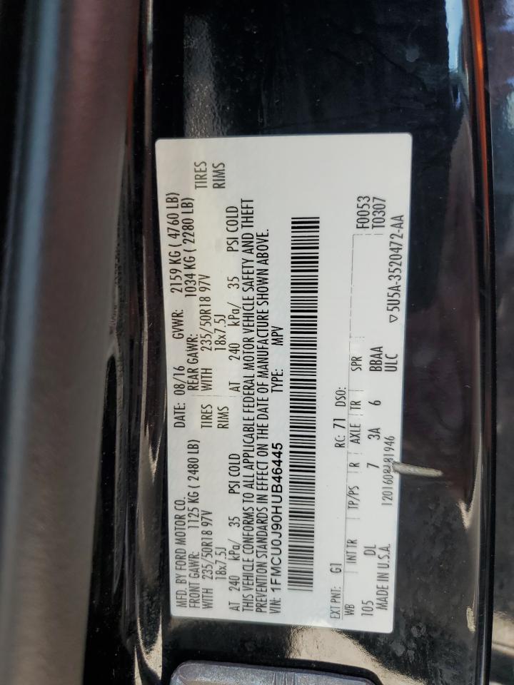 2017 Ford Escape Titanium VIN: 1FMCU0J90HUB46445 Lot: 53803695