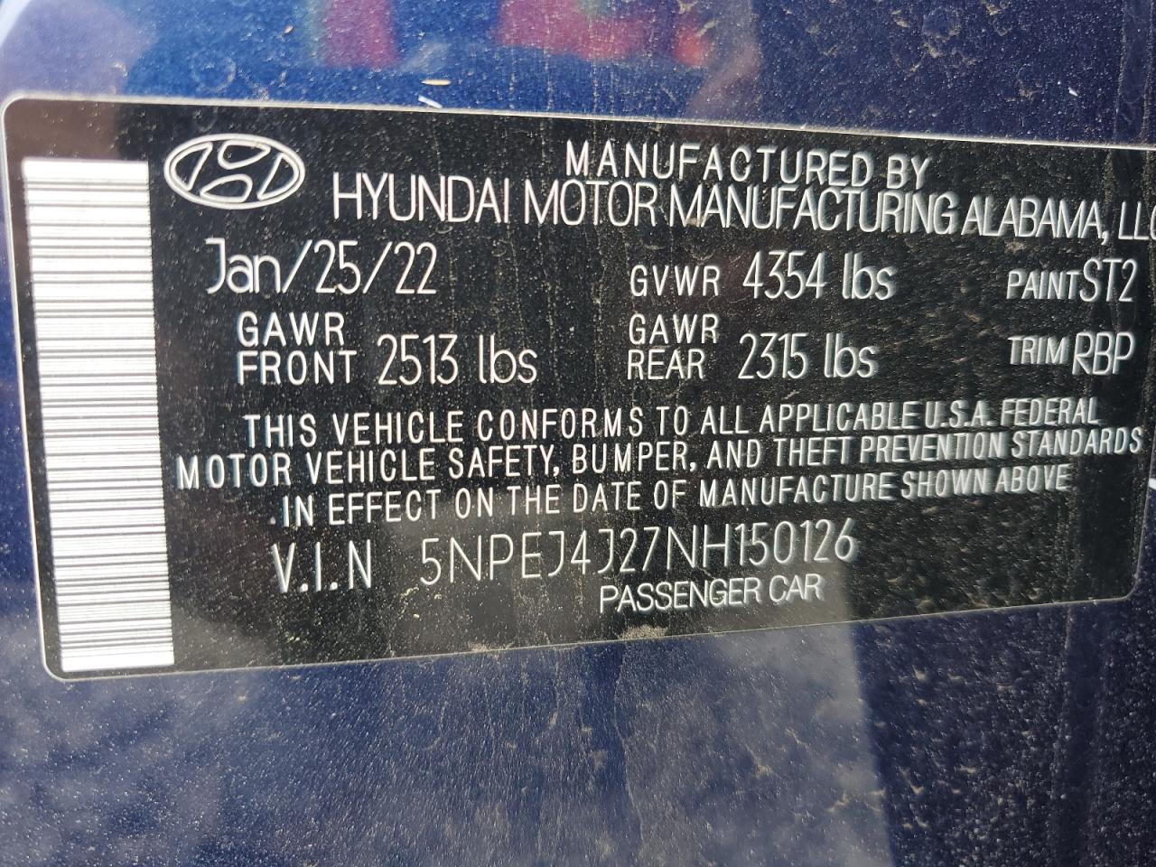 2022 Hyundai Sonata Sel Plus VIN: 5NPEJ4J27NH150126 Lot: 54492665