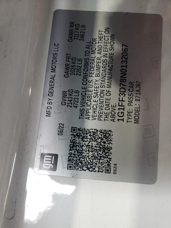 1G1FF3D78N0132067 CHEVROLET CAMARO LT1 2022