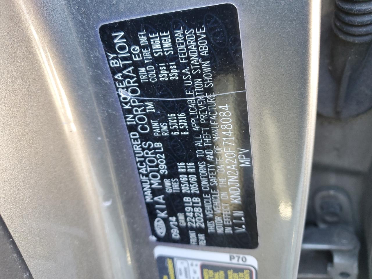 2015 Kia Soul VIN: KNDJN2A20F7148084 Lot: 53256745