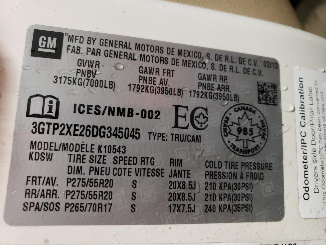 3GTP2XE26DG345045 2013 GMC Sierra K1500 Denali