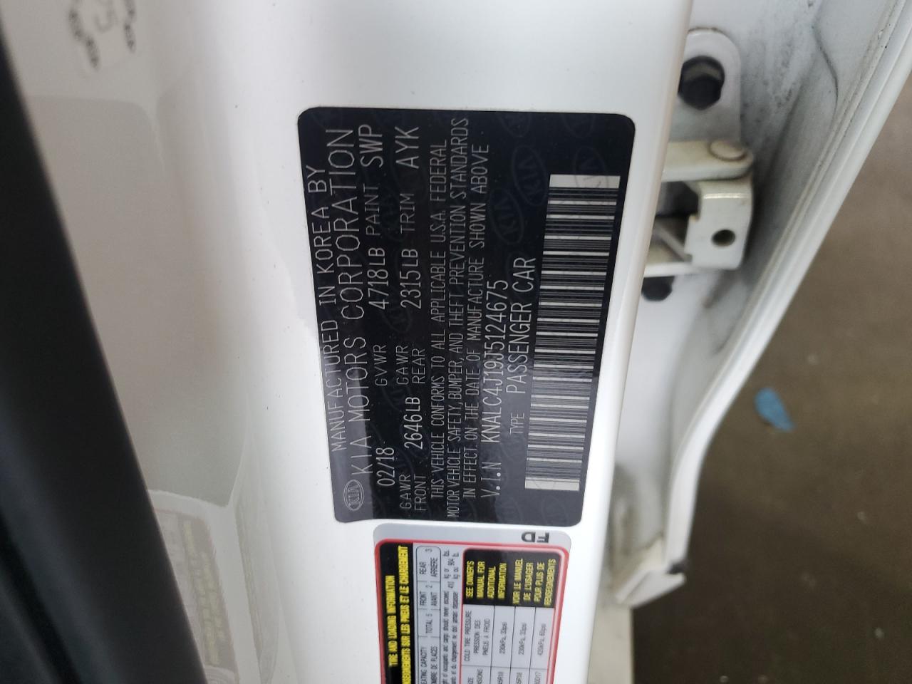2018 Kia Cadenza Luxury VIN: KNALC4J19J5124675 Lot: 53628175
