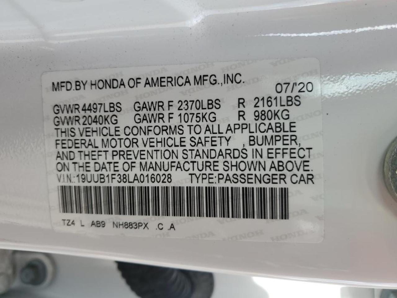 2020 Acura Tlx VIN: 19UUB1F38LA016028 Lot: 51489205